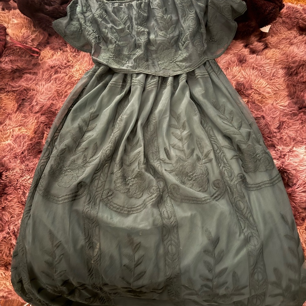 Baltic Born Strapless Emerald Green Lace Dress